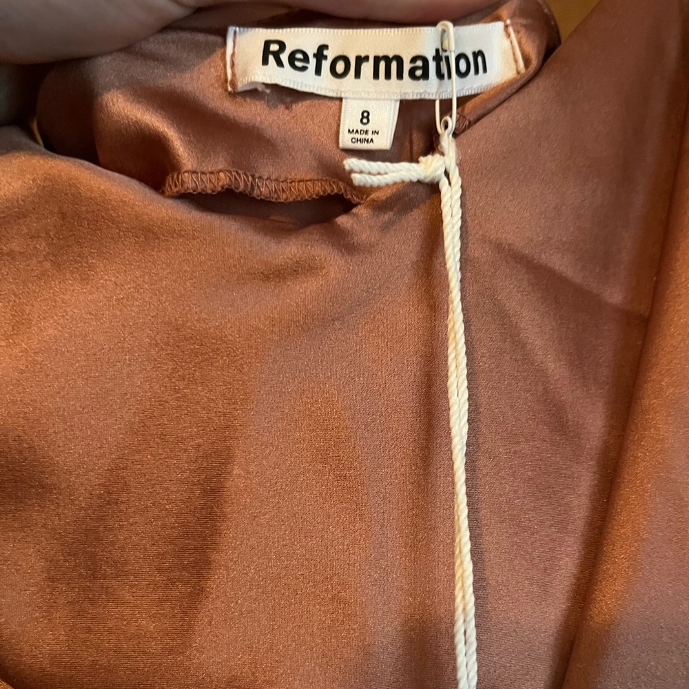 Reformation Ronda Silk Dress Size 8 - Praline - Picture 9 of 10